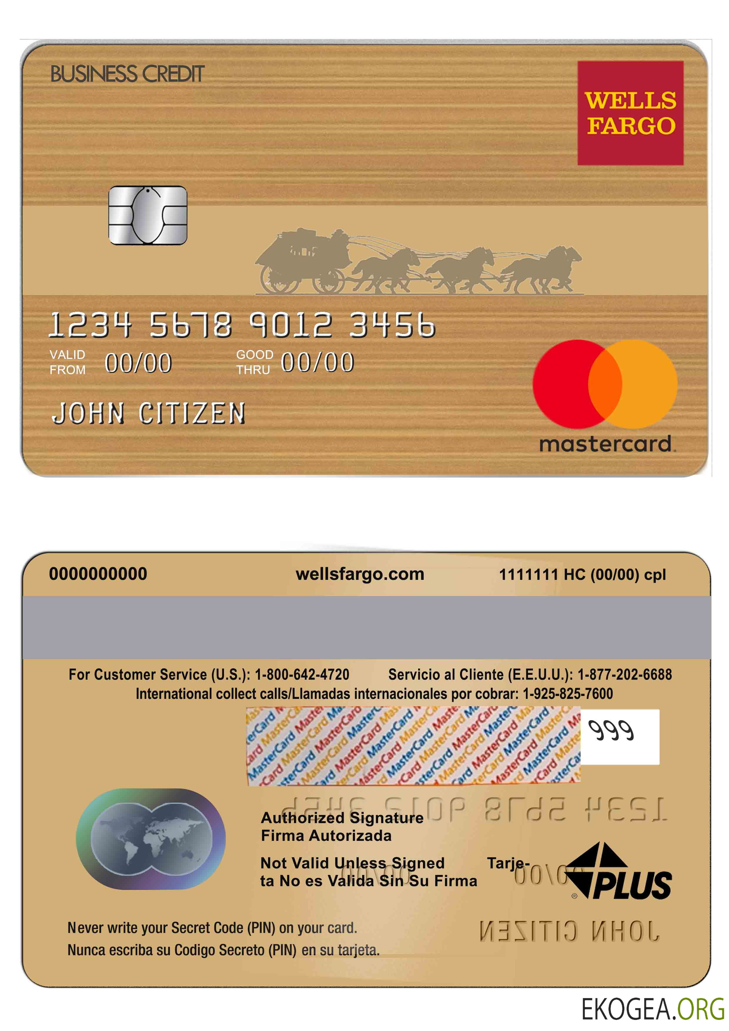 États-Unis Wells Fargo MasterCard template